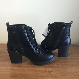 Brand new heeled faux leather boots!! (w/ tags)